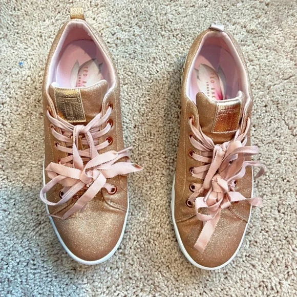 Ted Baker Sparkly Pink Sneakers with Floral Detail - Picture 6 of 8